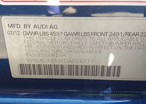 2013 Audi A3 2.0 Tdi Premium from USA, damaged, VIN WAUKJAFMXDA026771
